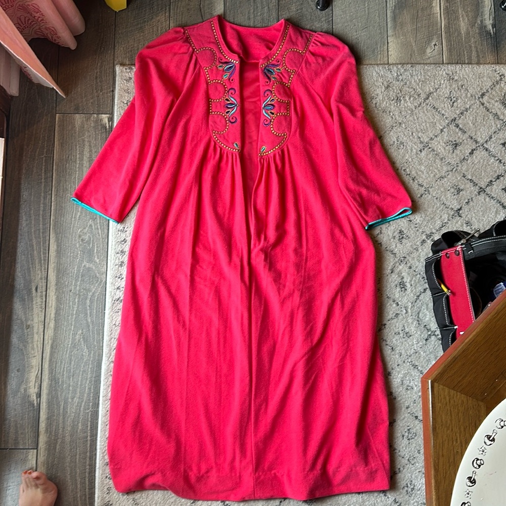 Vintage lounge coral zip up robe